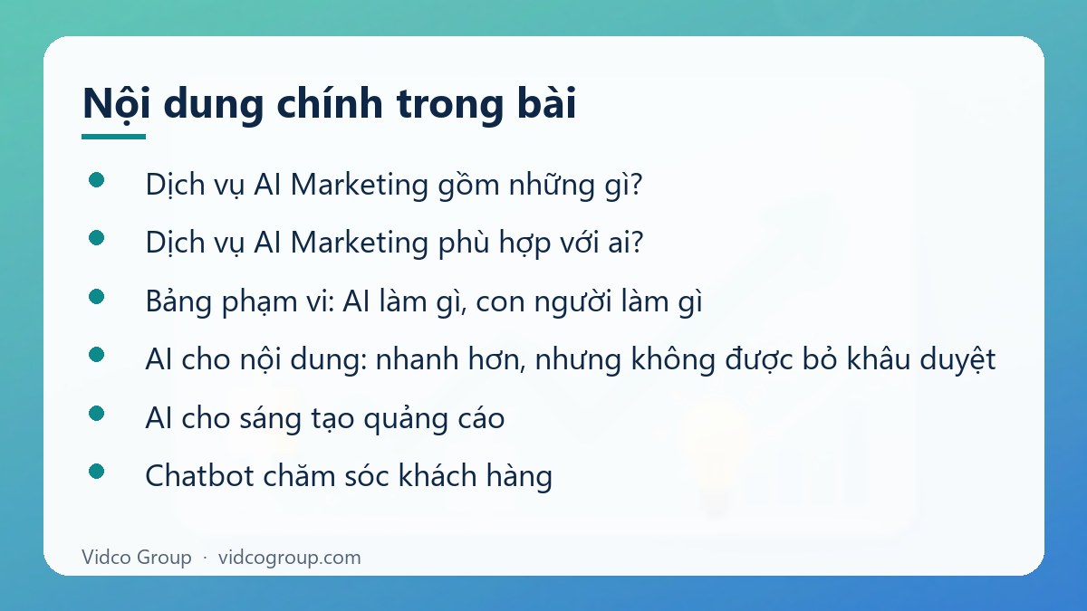 Nội dung chính: Dịch vụ AI Marketing