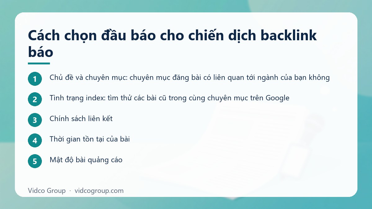 Các bước: Cách chọn đầu báo cho chiến dịch backlink báo