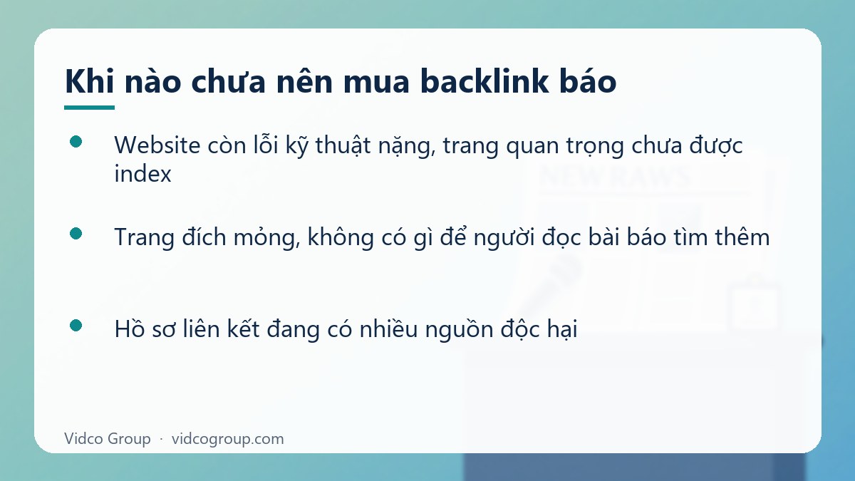 Danh sách: Khi nào chưa nên mua backlink báo