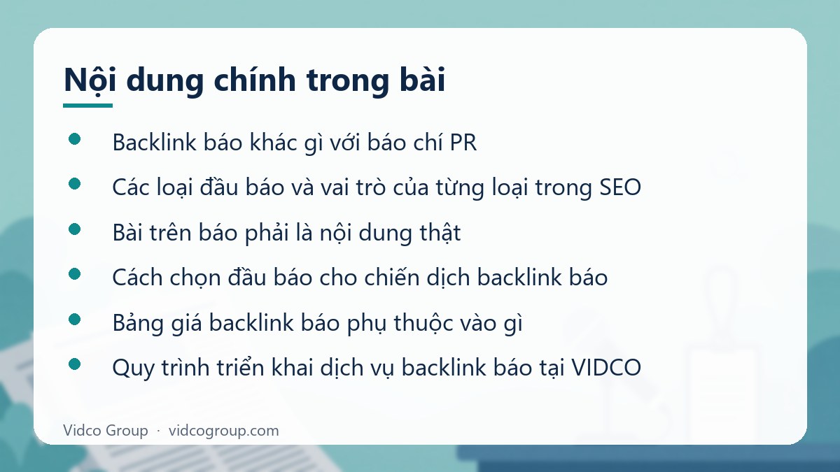 Nội dung chính: Dịch vụ backlink báo