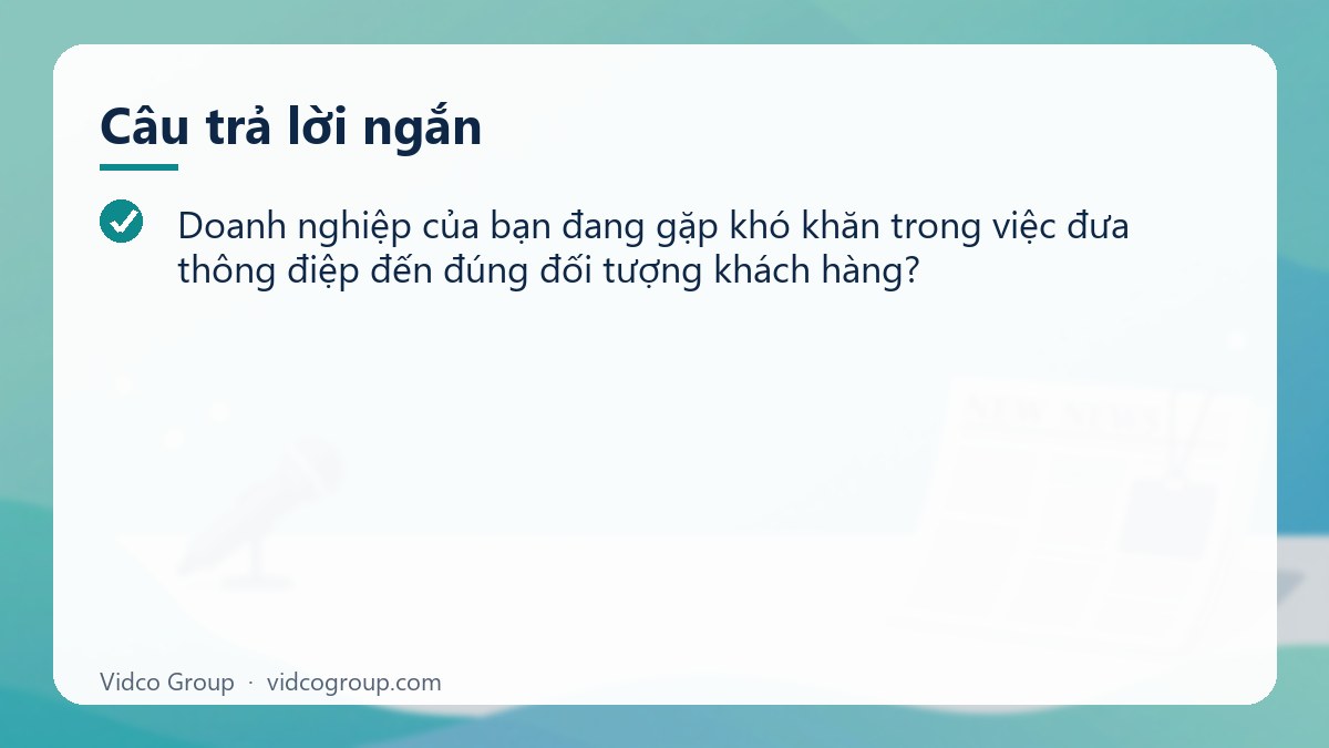 Câu trả lời ngắn: Báo chí & PR