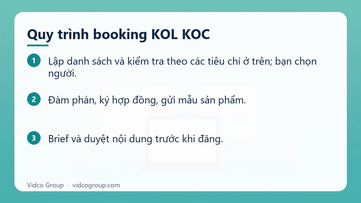 Các bước: Quy trình booking KOL KOC