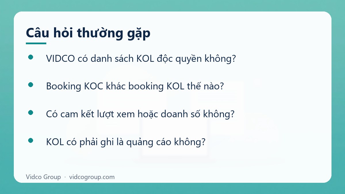 Một số câu hỏi thường gặp về Dịch vụ booking KOL, KOC