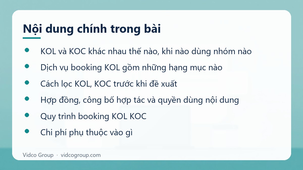 Nội dung chính: Dịch vụ booking KOL, KOC