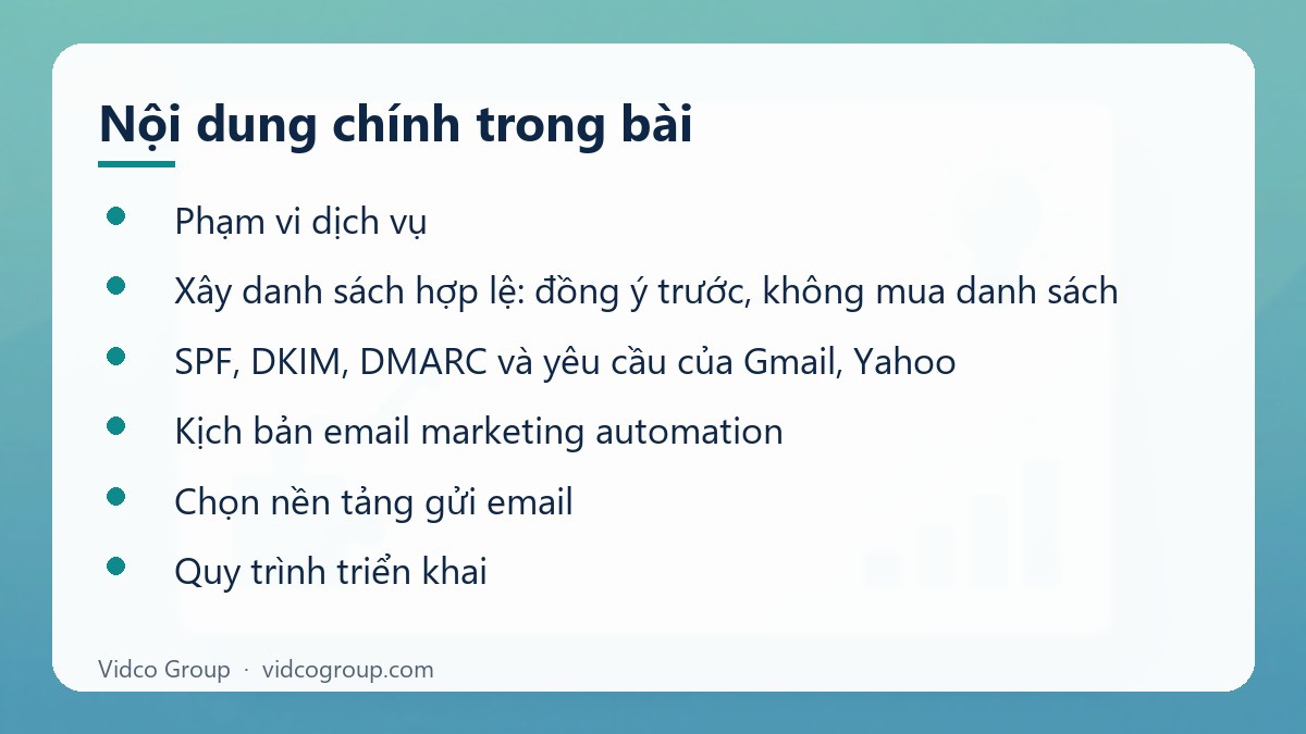 Nội dung chính: Dịch vụ email marketing và automation