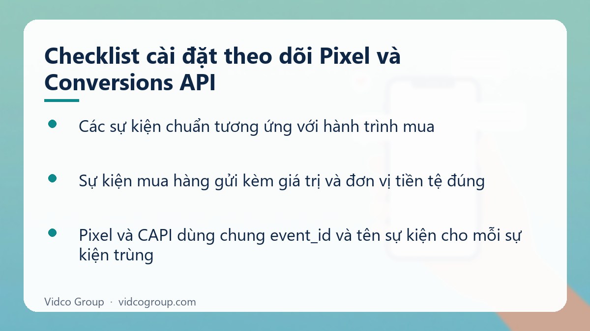 Danh sách: Checklist cài đặt theo dõi Pixel và Conversions API