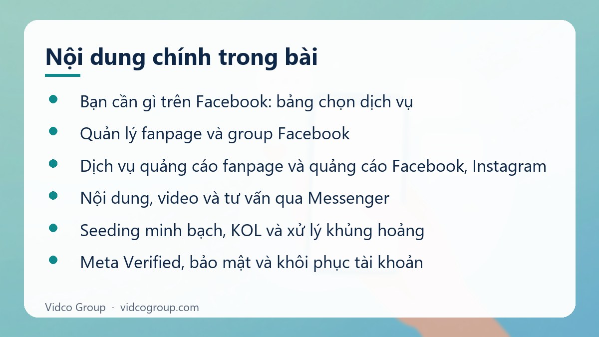 Nội dung chính: Dịch vụ Facebook