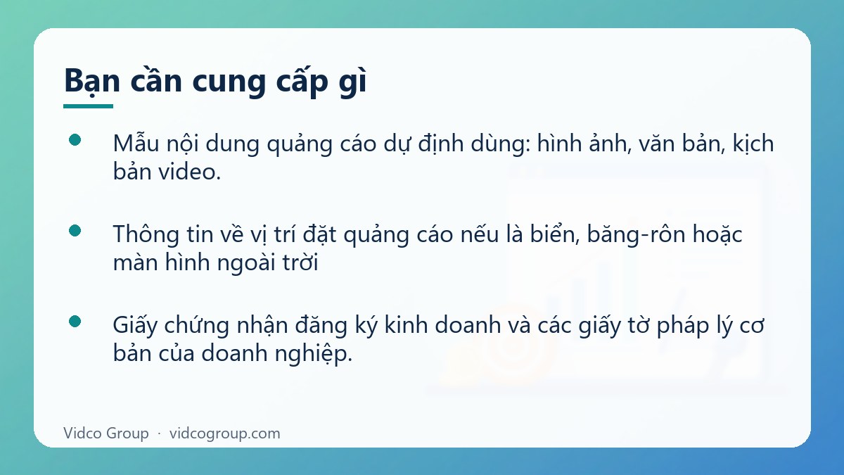 Danh sách: Bạn cần cung cấp gì