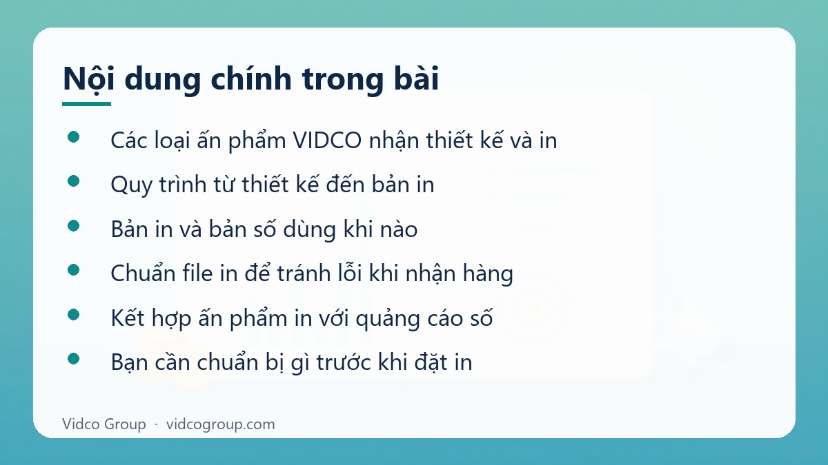Nội dung chính: Dịch vụ in ấn quảng cáo