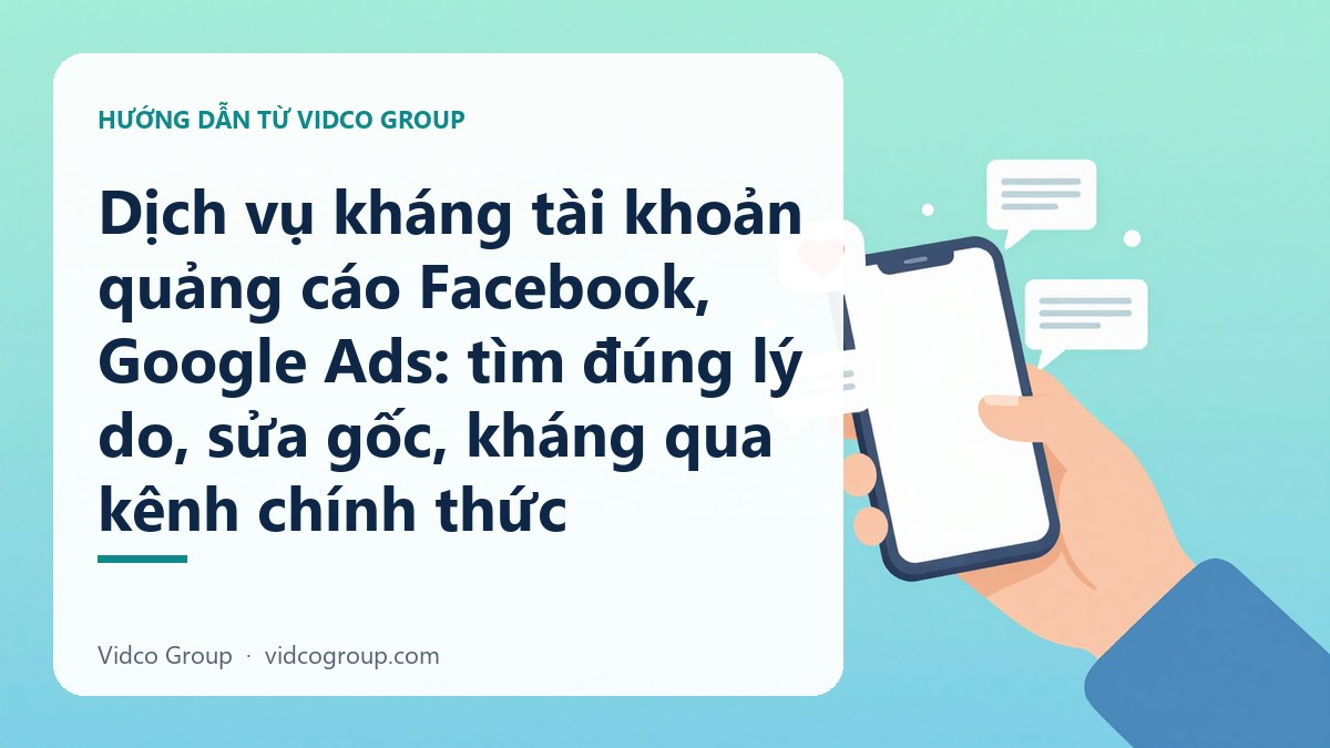 Hình minh họa: Dịch vụ kháng tài khoản quảng cáo Facebook, Google Ads: tìm đúng lý do, sửa gốc, kháng qua kênh chính thức