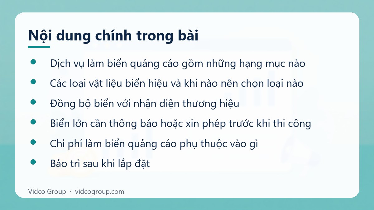Nội dung chính: Dịch vụ làm biển quảng cáo