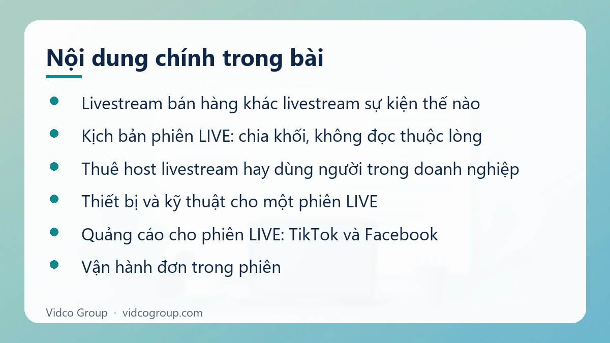 Nội dung chính: Dịch vụ livestream bán hàng