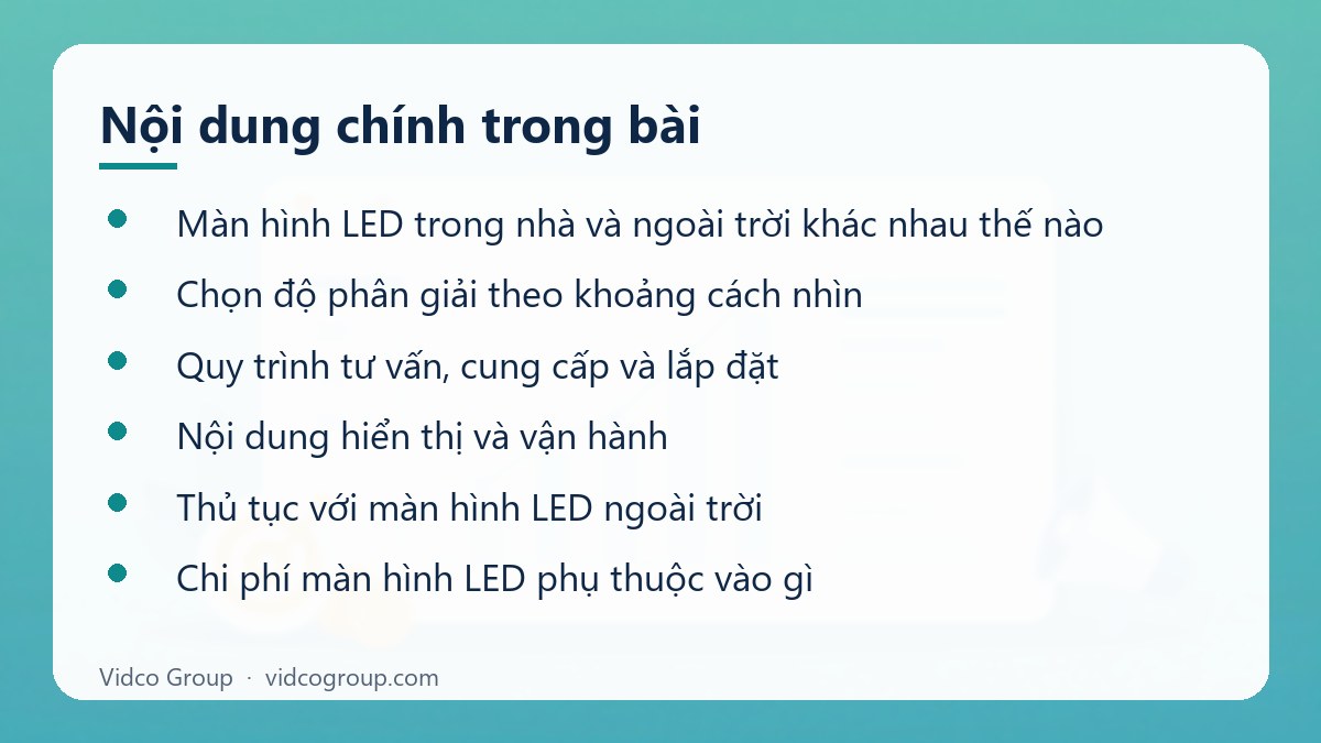 Nội dung chính: Dịch vụ màn hình LED quảng cáo