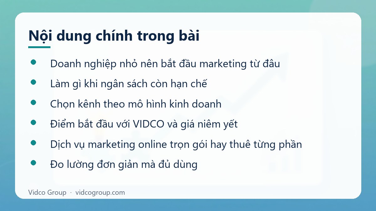Nội dung chính: Dịch vụ marketing cho doanh nghiệp nhỏ