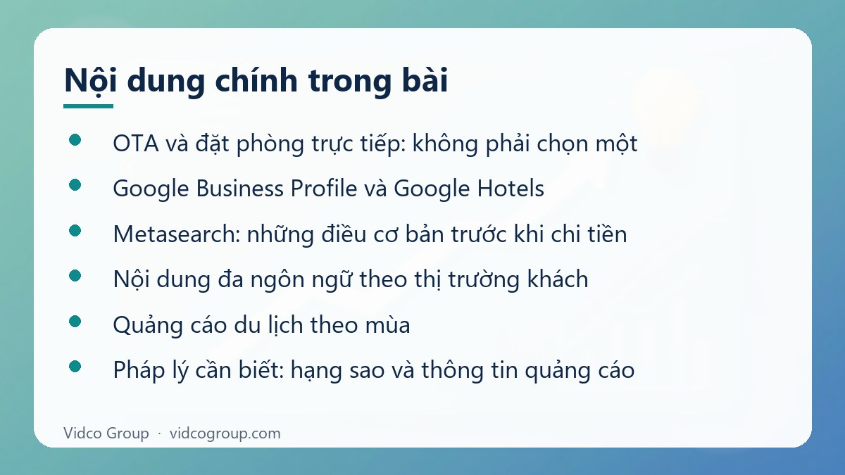 Nội dung chính: Dịch vụ marketing khách sạn, du lịch
