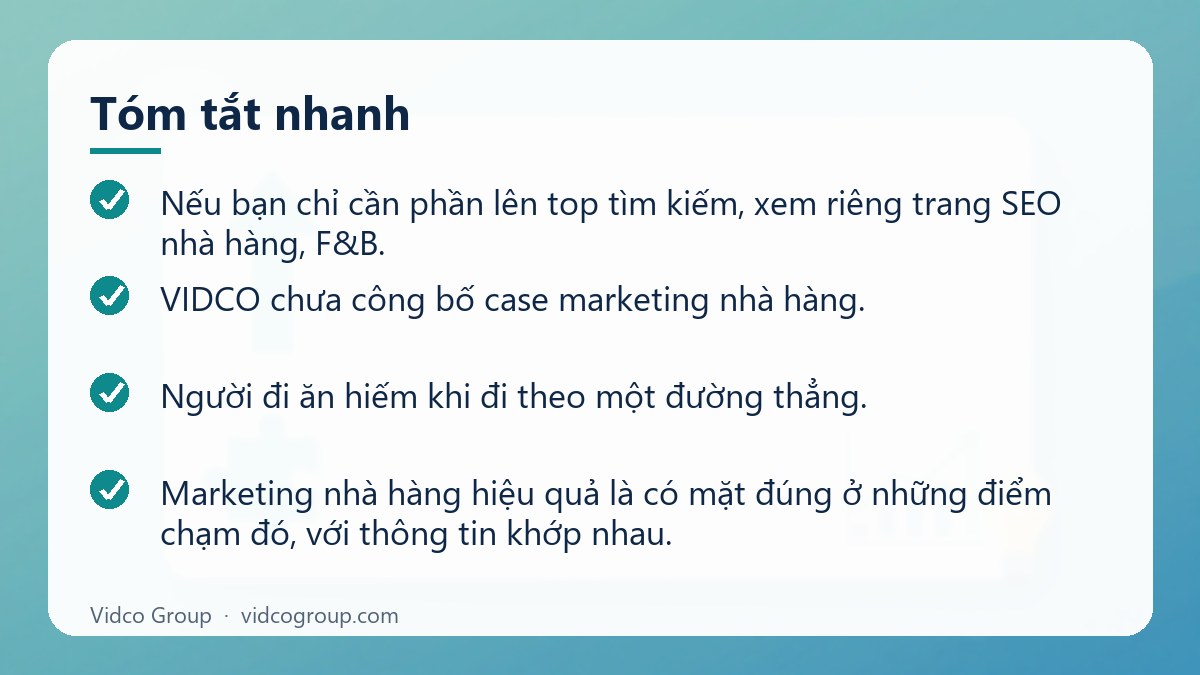 Tóm tắt nhanh: Dịch vụ marketing nhà hàng