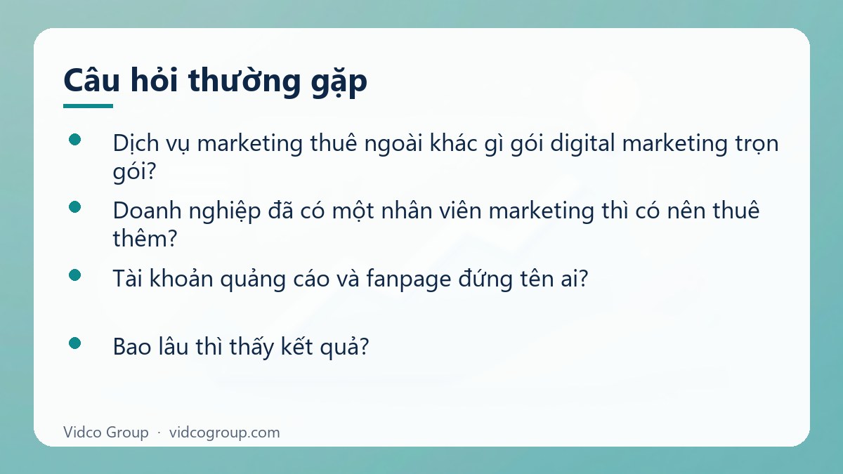 Một số câu hỏi thường gặp về Dịch vụ marketing thuê ngoài