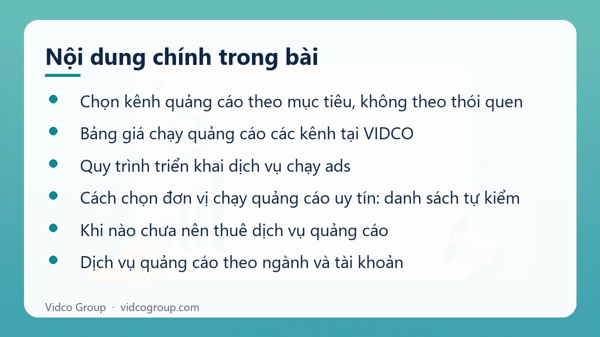 Nội dung chính: Dịch vụ quảng cáo