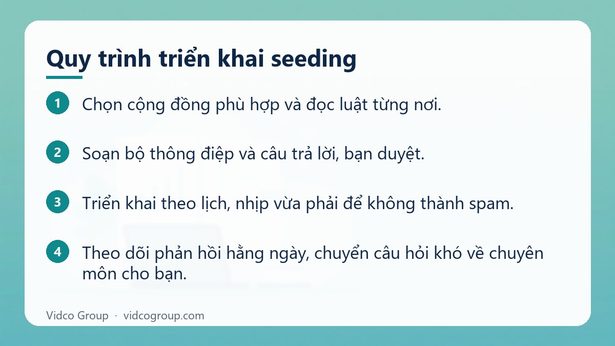 Các bước: Quy trình triển khai seeding