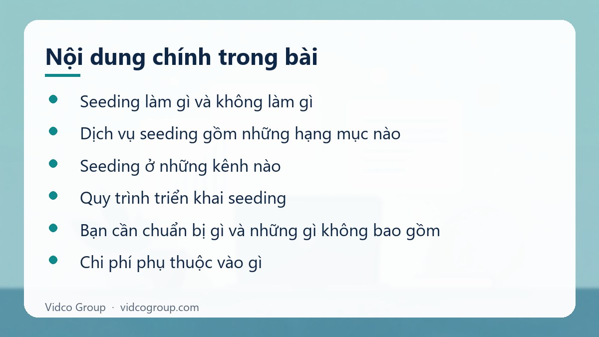 Nội dung chính: Dịch vụ seeding minh bạch