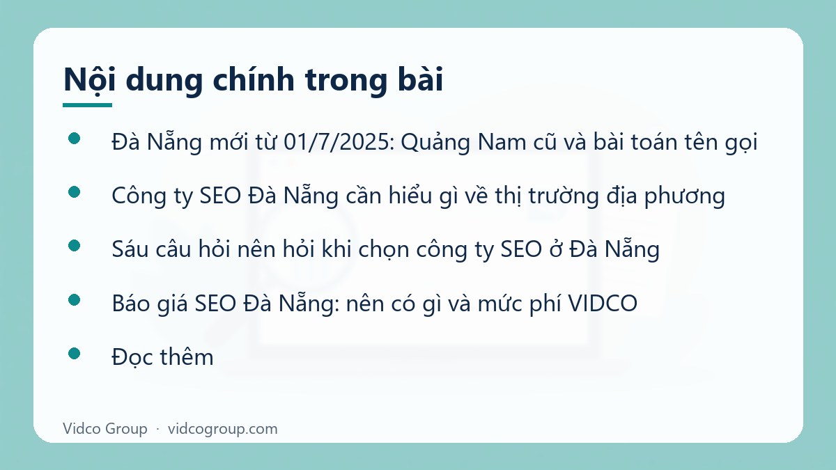 Nội dung chính: Công ty SEO Đà Nẵng (gồm Quảng Nam, Hội An)