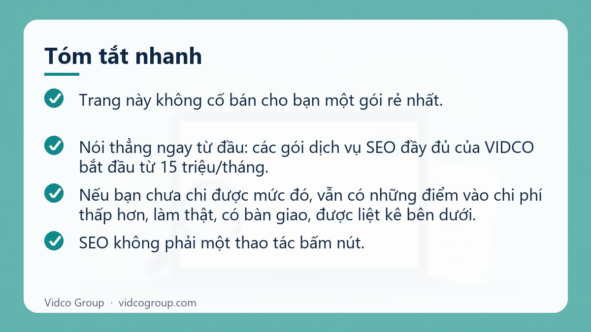 Tóm tắt nhanh: Dịch vụ SEO giá rẻ