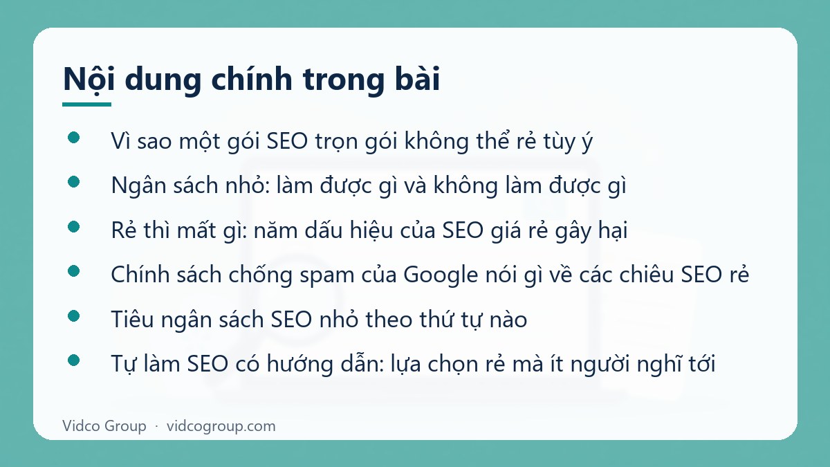 Nội dung chính: Dịch vụ SEO giá rẻ