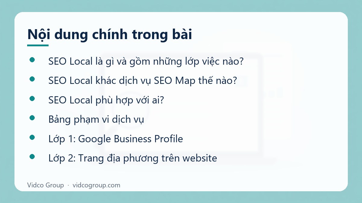 Nội dung chính: Dịch vụ SEO Local