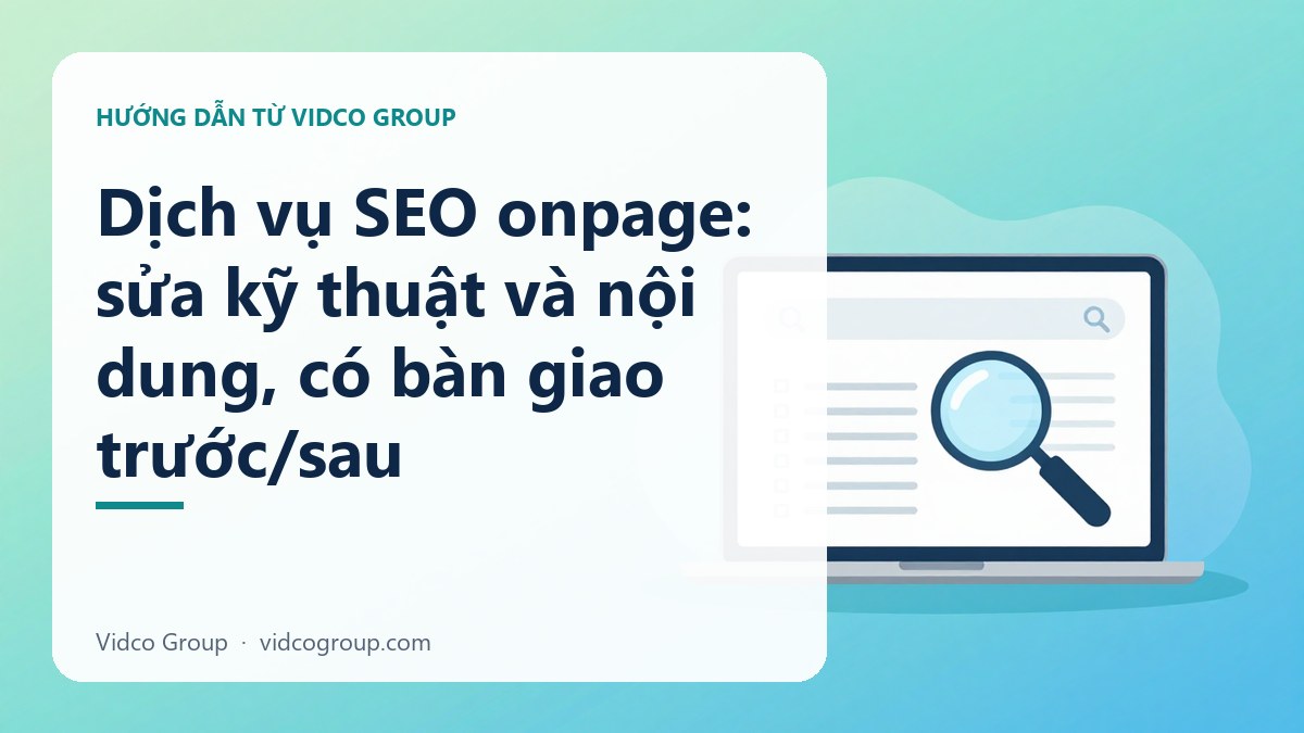 Dịch vụ SEO onpage: sửa kỹ thuật và nội dung, có bàn giao trước/sau