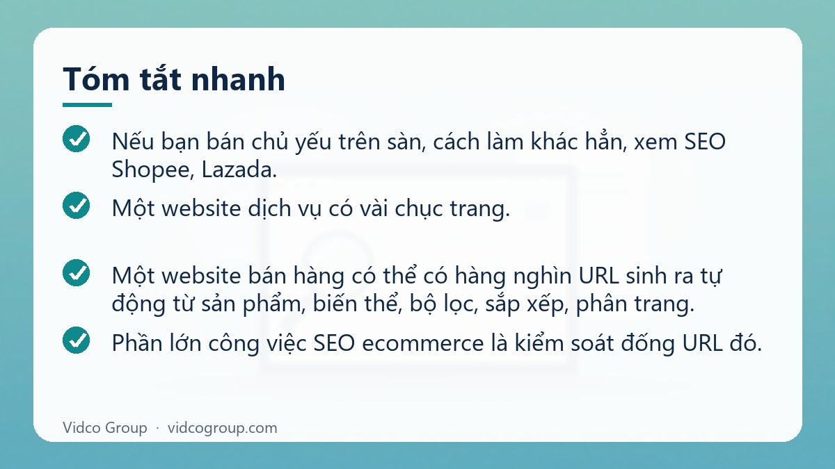 Tóm tắt nhanh: Dịch vụ SEO thương mại điện tử