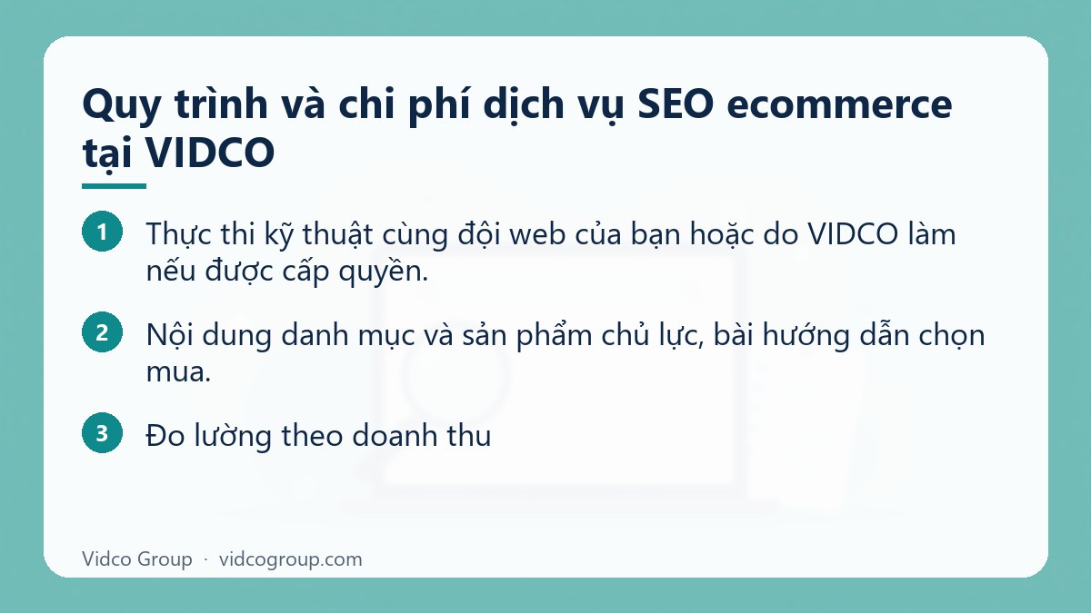 Các bước: Quy trình và chi phí dịch vụ SEO ecommerce tại VIDCO