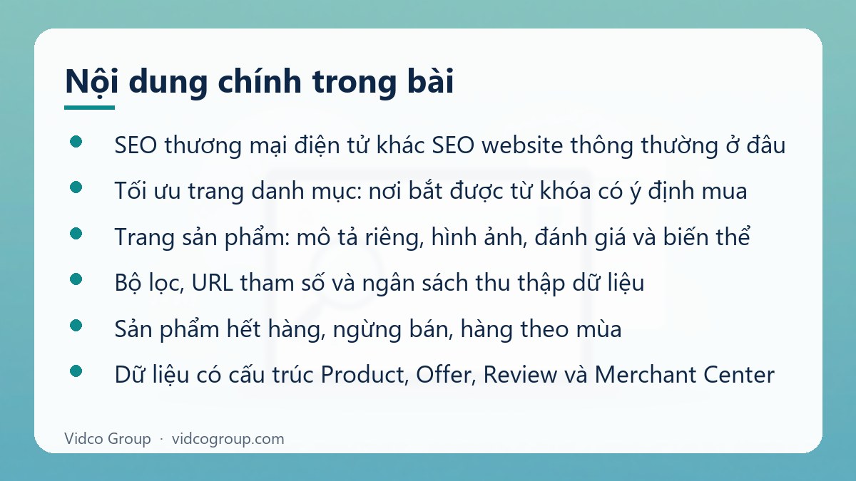 Nội dung chính: Dịch vụ SEO thương mại điện tử