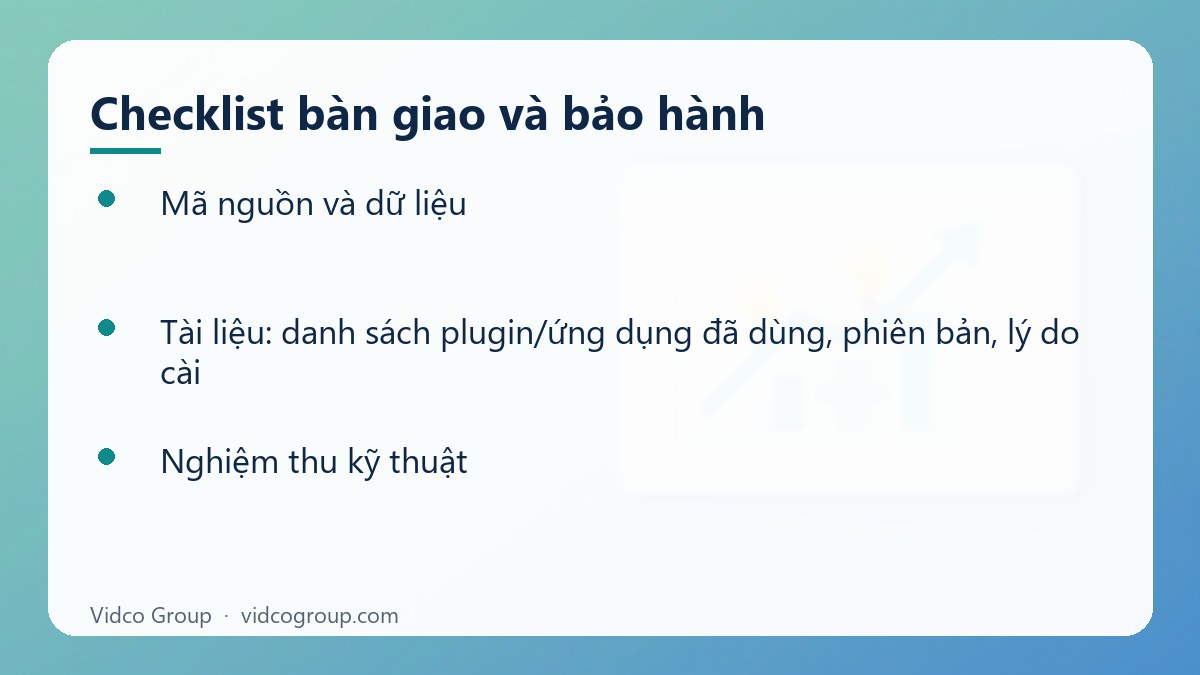 Danh sách: Checklist bàn giao và bảo hành