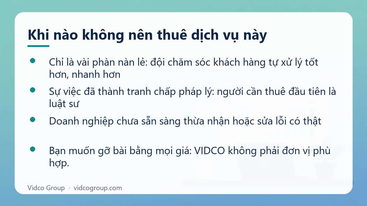 Danh sách: Khi nào không nên thuê dịch vụ này