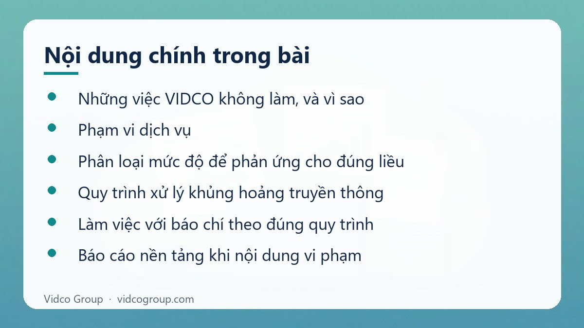 Nội dung chính: Dịch vụ xử lý khủng hoảng truyền thông