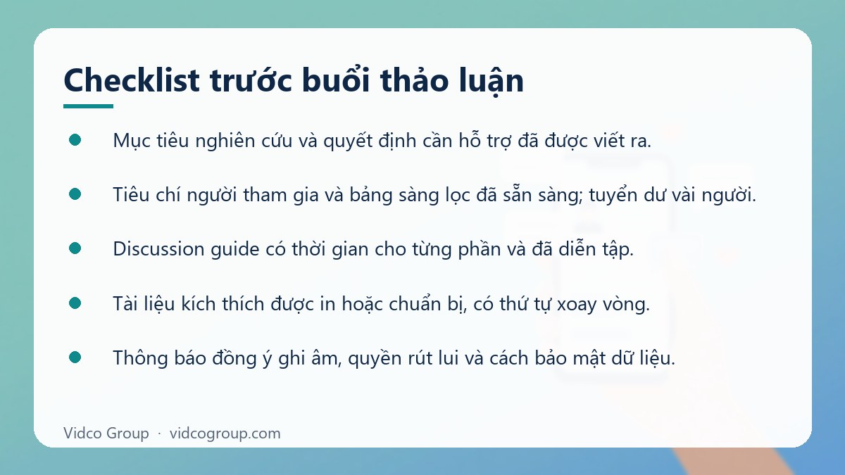 Danh sách: Checklist trước buổi thảo luận