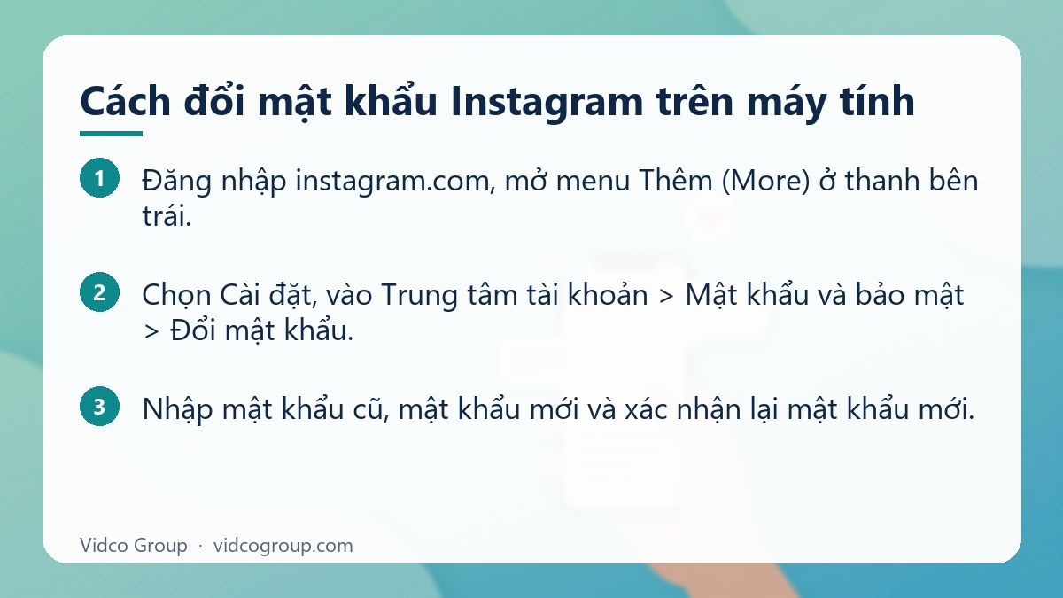 Các bước: Cách đổi mật khẩu Instagram trên máy tính