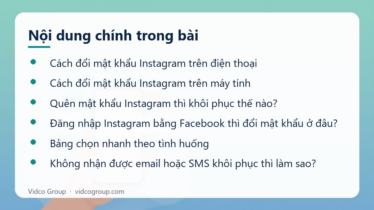Nội dung chính: Đổi mật khẩu Instagram