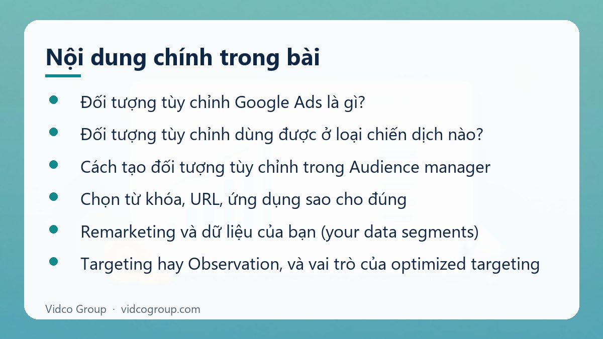 Nội dung chính: Đối tượng tùy chỉnh Google Ads