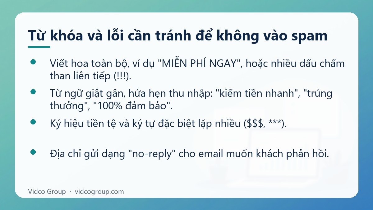 Danh sách: Từ khóa và lỗi cần tránh để không vào spam