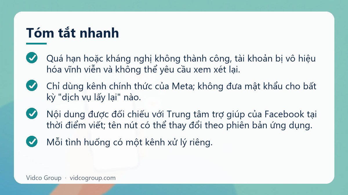 Tóm tắt nhanh: Facebook bị vô hiệu hóa