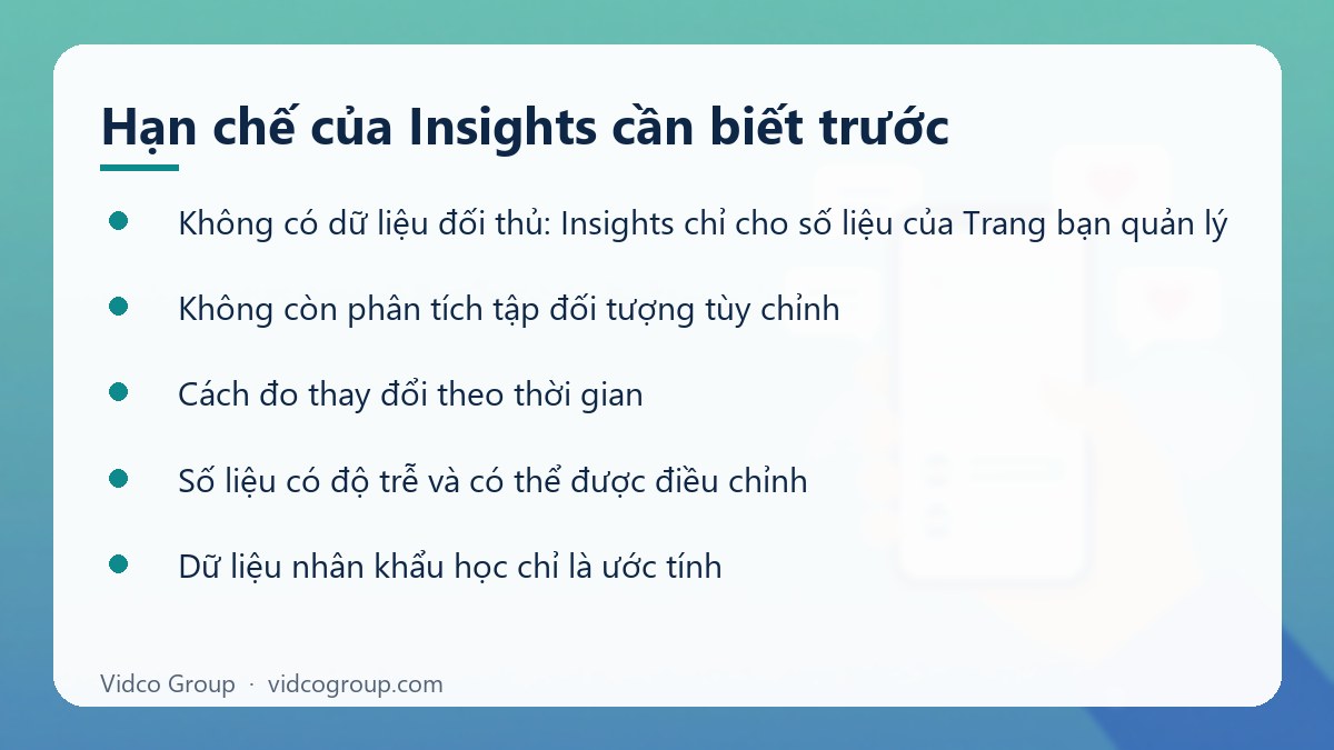Danh sách: Hạn chế của Insights cần biết trước
