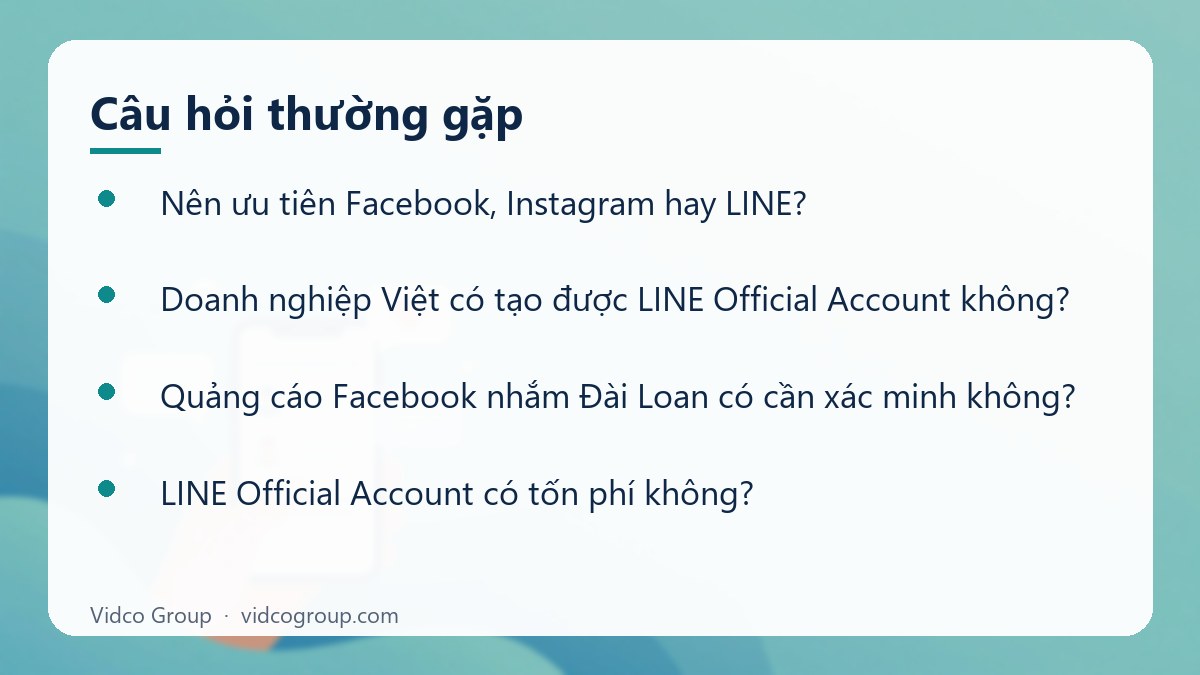 Một số câu hỏi thường gặp về Facebook, Instagram, LINE marketing du lịch Đài Loan