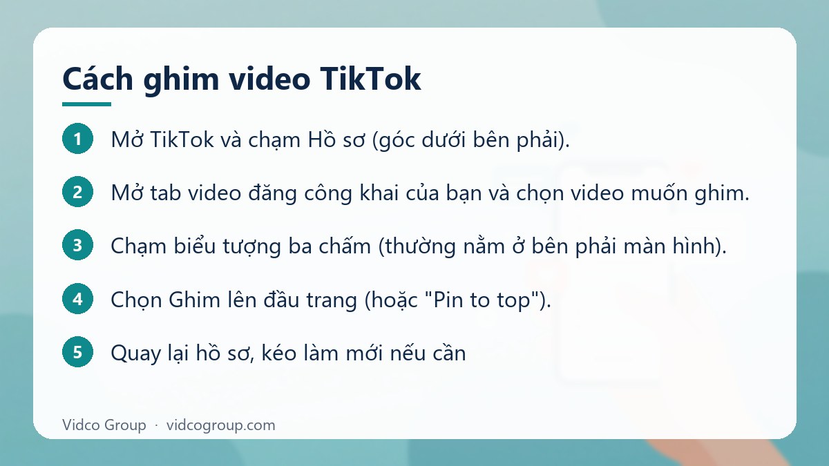 Các bước: Cách ghim video TikTok