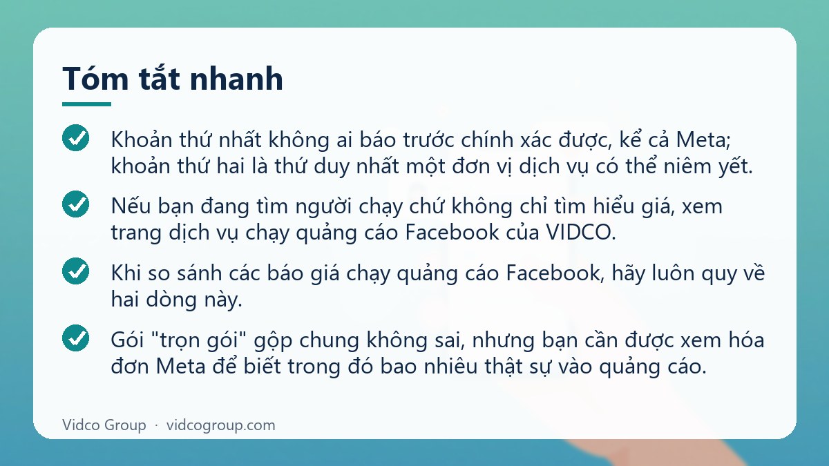 Tóm tắt nhanh: Giá chạy quảng cáo Facebook