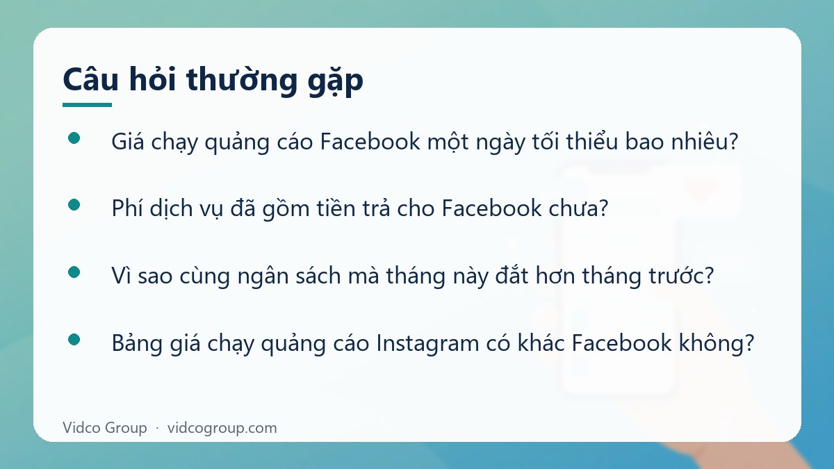 Một số câu hỏi thường gặp về Giá chạy quảng cáo Facebook