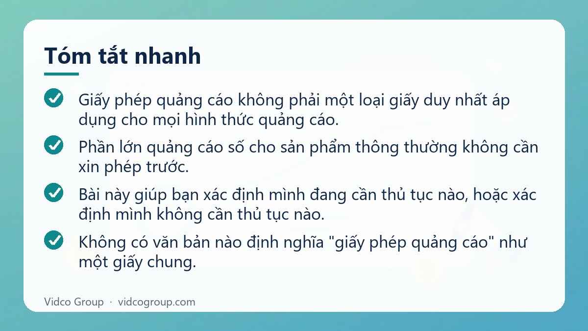 Tóm tắt nhanh: Giấy phép quảng cáo gồm mấy loại
