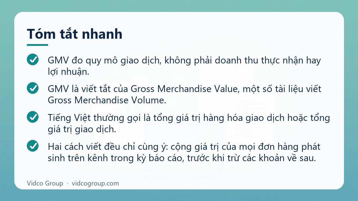 Tóm tắt nhanh: GMV là gì