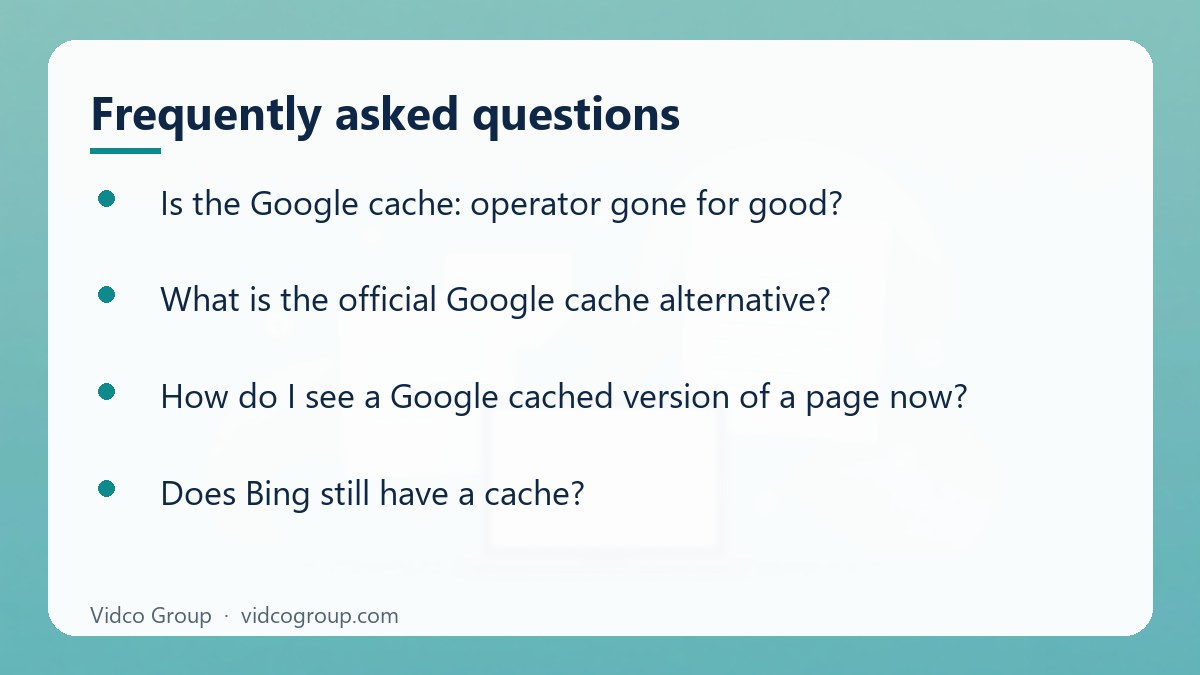 Common questions about Google Cache Alternative