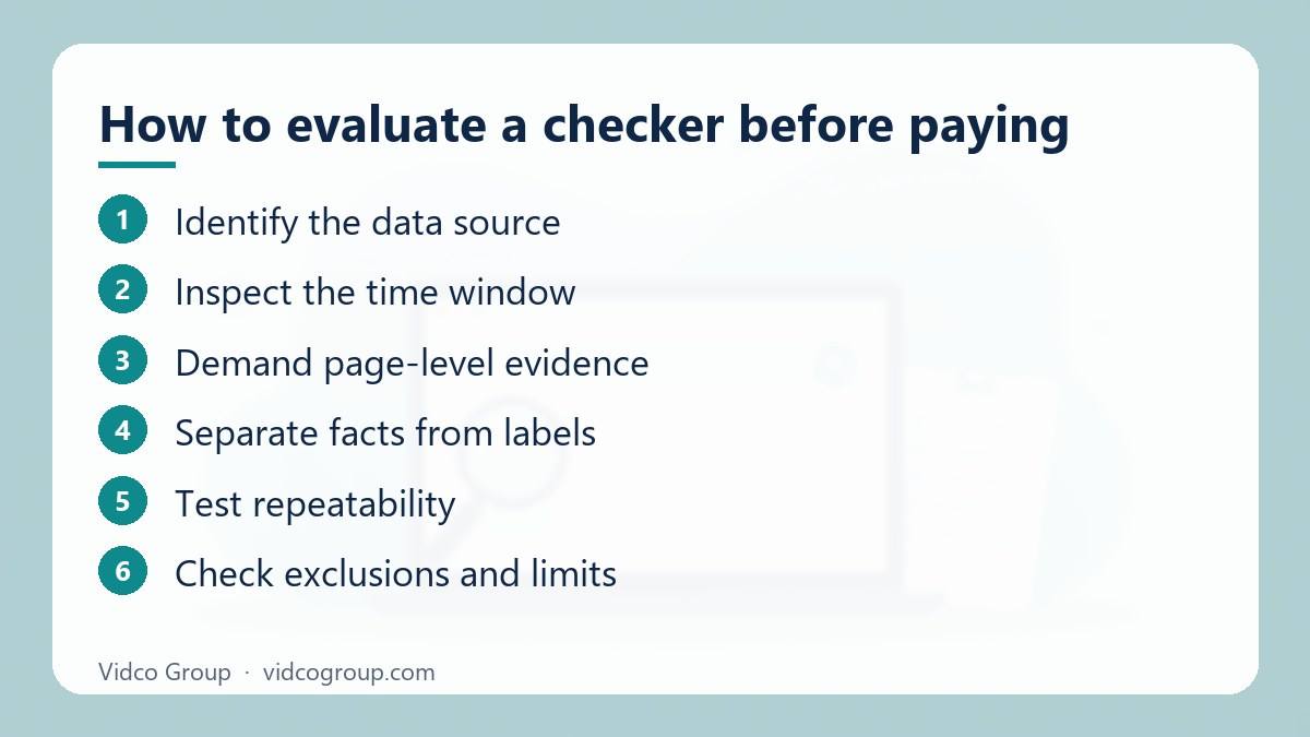 Steps: How to evaluate a checker before paying